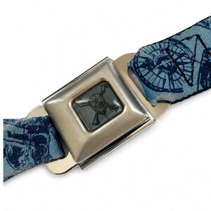 Buckle-Down Mens Blue Skull Compass Seatbelt Buckle Belt Adjustable SZ XL